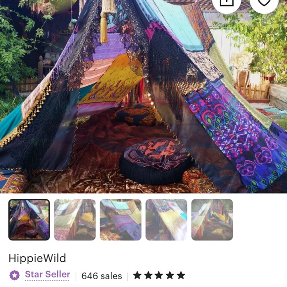 Boho / bohemian silk Gypsy witchy canopy tent for events and backdrops. Handmade - Picture 2 of 3